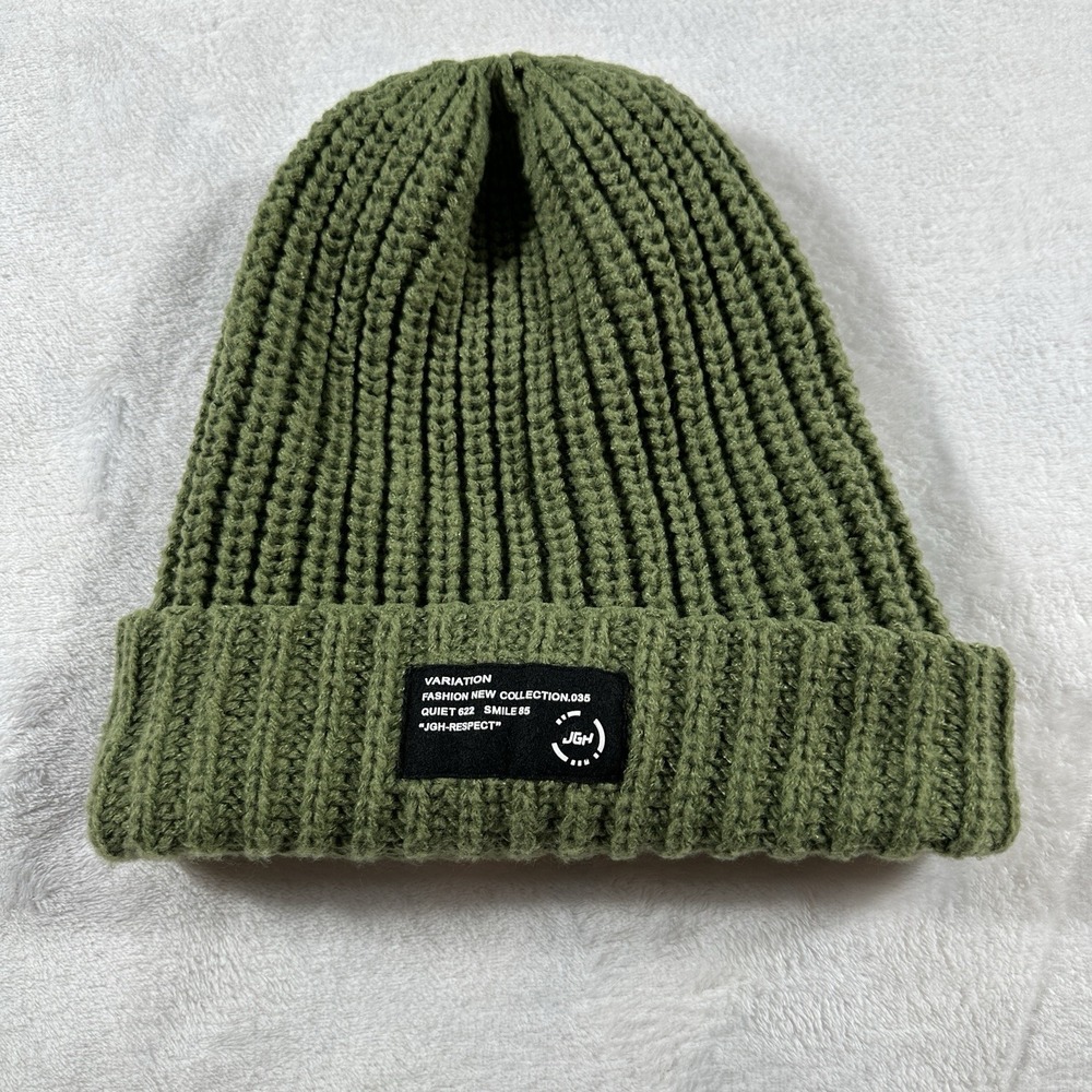 JGH Respect Green Knitted Winter Cap Beanie
